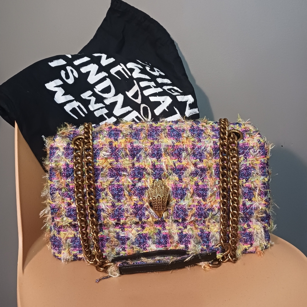 Kurt Geiger The Kensigton Tweed Large Crossbody/ Shoulder Bag+Dust Bag,14" Lengh - Picture 6 of 16